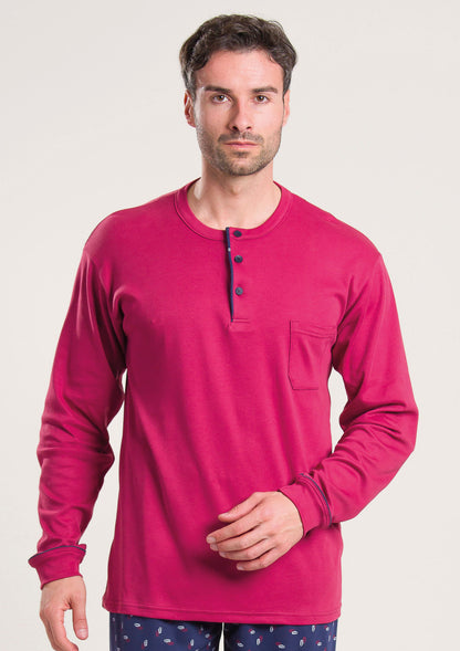 Pigiama Caldo Cotone Rosso Gary V60020