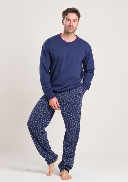 Pigiama Caldo Cotone Blu Gary V60025