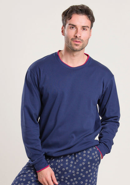 Pigiama Caldo Cotone Blu Gary V60025