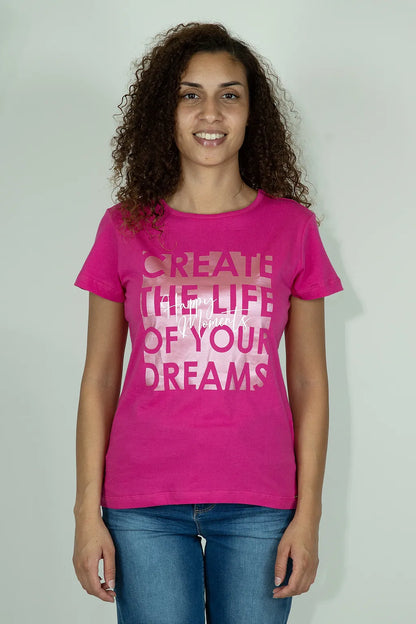 T-shirt da Donna In Cotone Fucsia Brugi CE5F