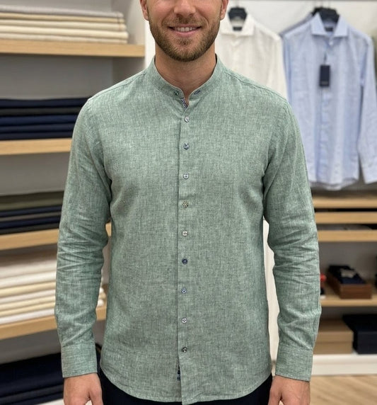 Camicia Uomo Misto Lino Collo alla Coreana Bahamas Golf Club.