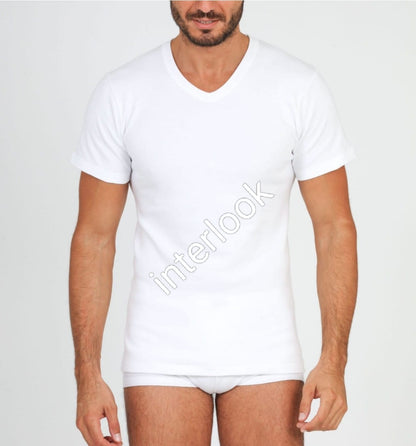 T-Shirt Manica Corta uomo Scollo a V in Cotone Felpato 483
