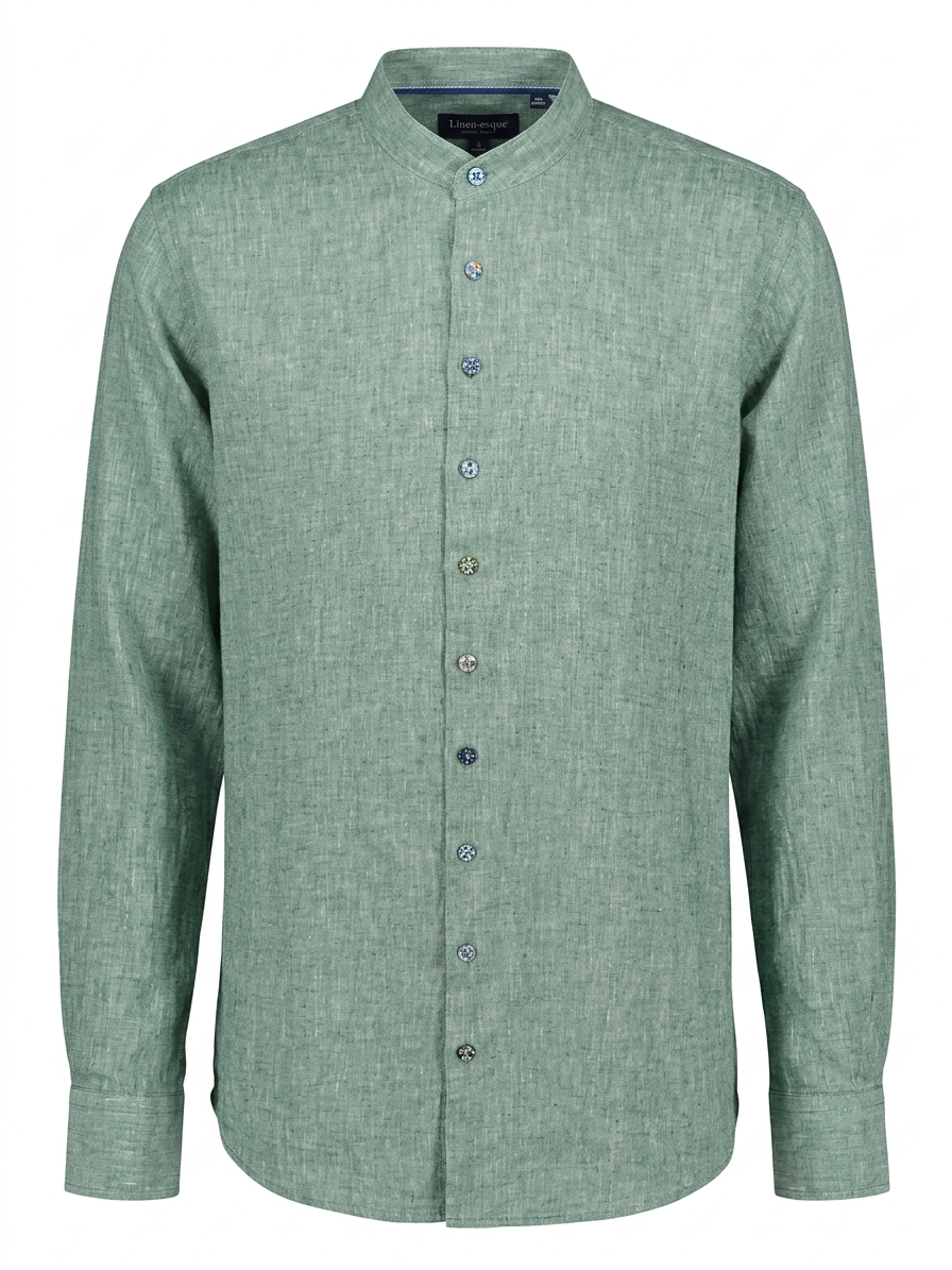 Camicia Uomo Misto Lino Collo alla Coreana Bahamas Golf Club.