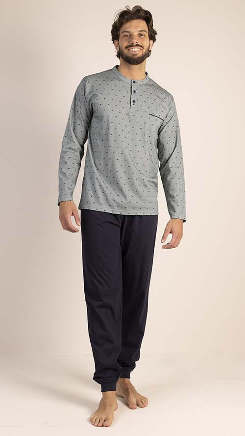 Pigiama Leggero Uomo Jersey 3 Bottoni Manica Lunga 6240