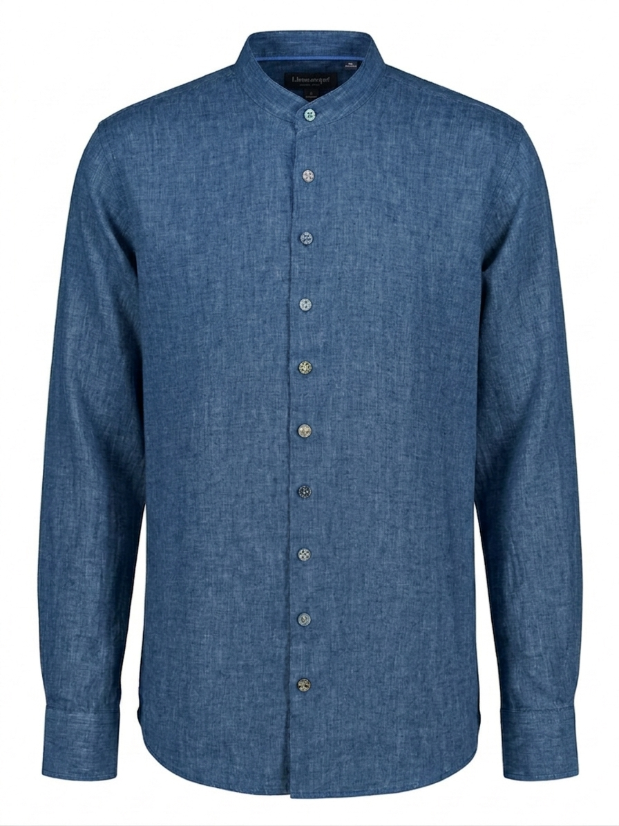 Camicia Uomo Misto Lino Collo alla Coreana Bahamas Golf Club.