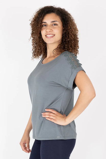 T-Sìshirt in Viscosa con Pizzo Brugi C85U