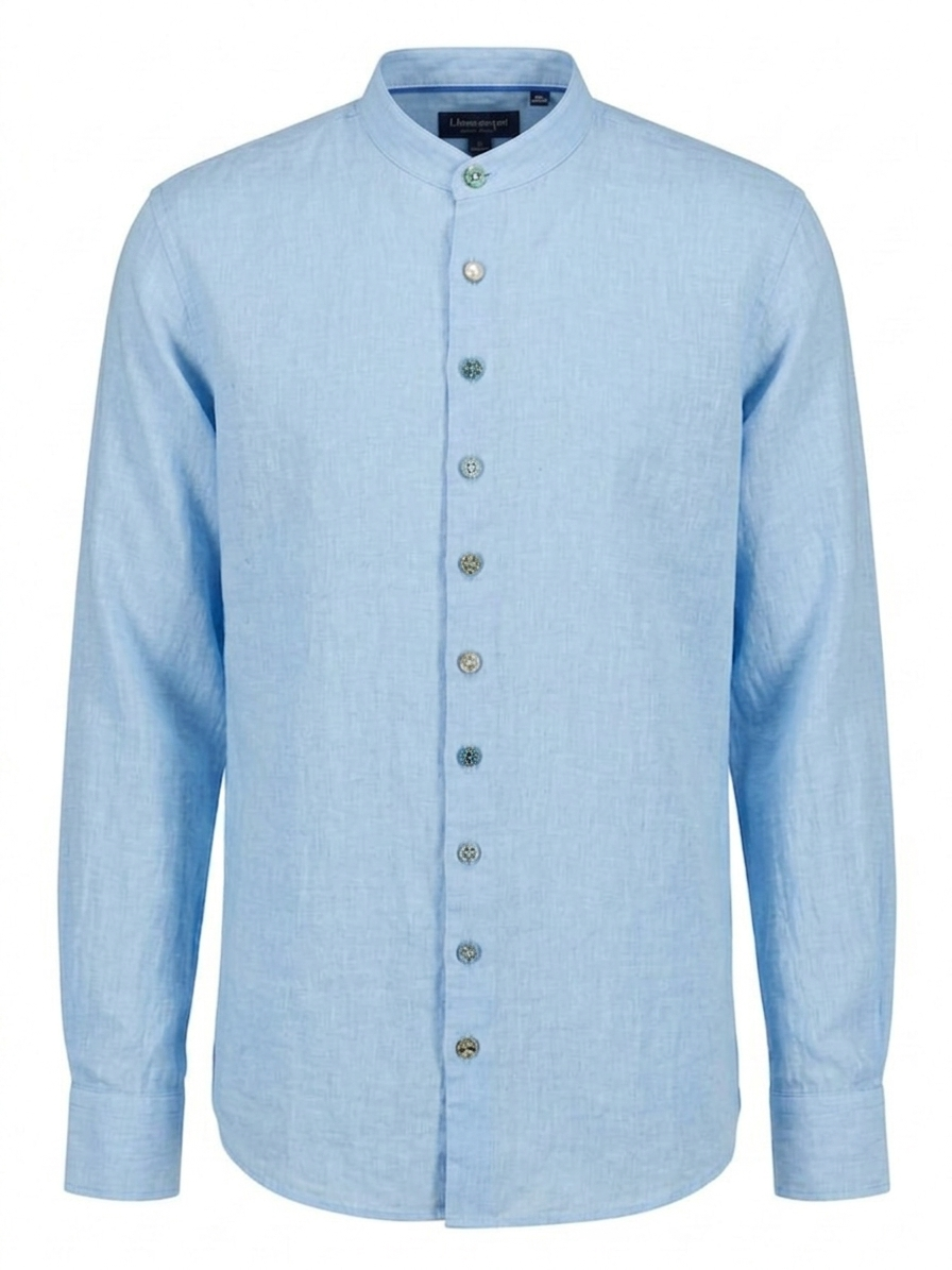 Camicia Uomo Misto Lino Collo alla Coreana Bahamas Golf Club.
