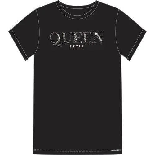 T-shirt donna m/m Brugi con stampa frontale con strass  C85X