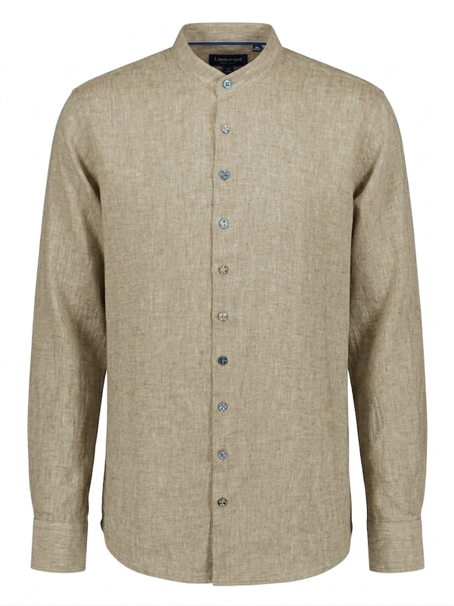 Camicia Uomo Misto Lino Collo alla Coreana Bahamas Golf Club.